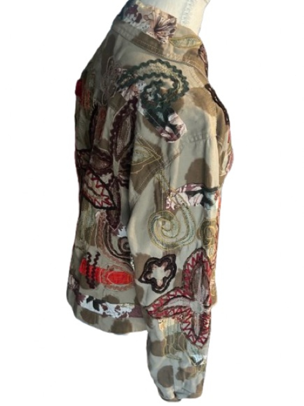 100% Cotton Vintage Embroidered BLEU BAYOU Boho Patchwork Jacket 90s Y2K Floral - Picture 11 of 16